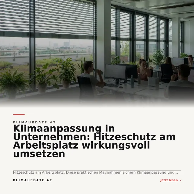 Share-Card fuer Klimaanpassung in Unternehmen: Hitzeschutz am Arbeitsplatz wirkungsvoll umsetzen