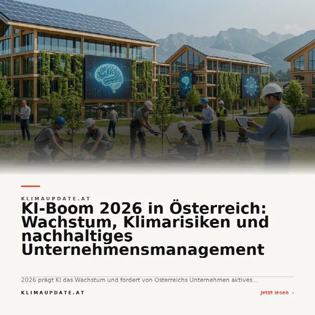Share-Card fuer KI-Boom 2026 in Österreich: Wachstum, Klimarisiken und nachhaltiges Unternehmensmanagement